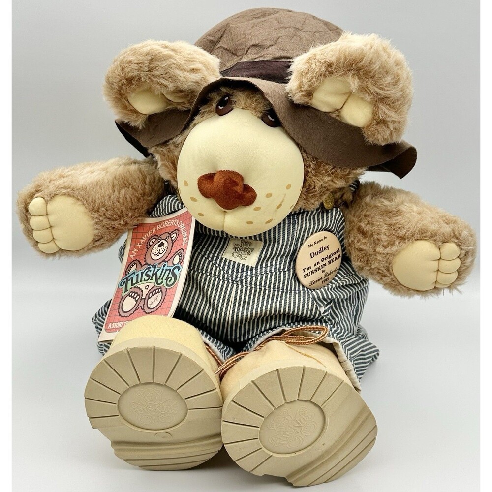 Vintage 1985 Coleco Furskins Dudley 22" Bear Plush Xavier Roberts Complete Tags
